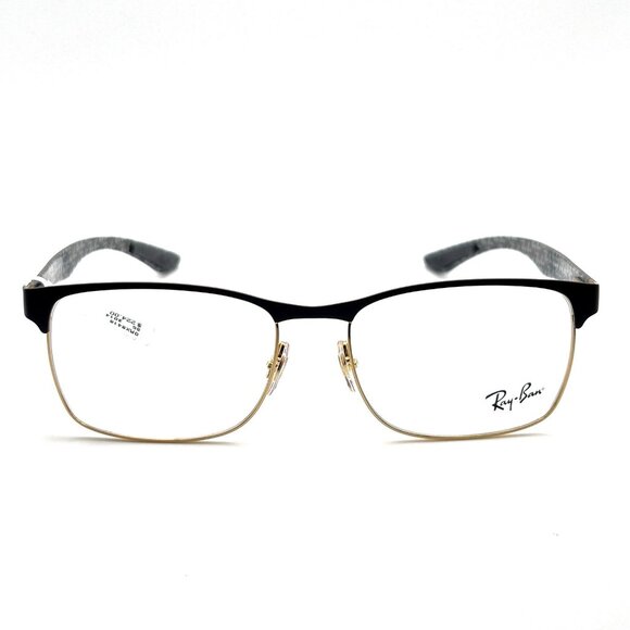 Ray Ban RB 8416 3014 Eyeglass Frames Carbon Black Gold Square 55-17-145 $224 - Picture 1 of 12